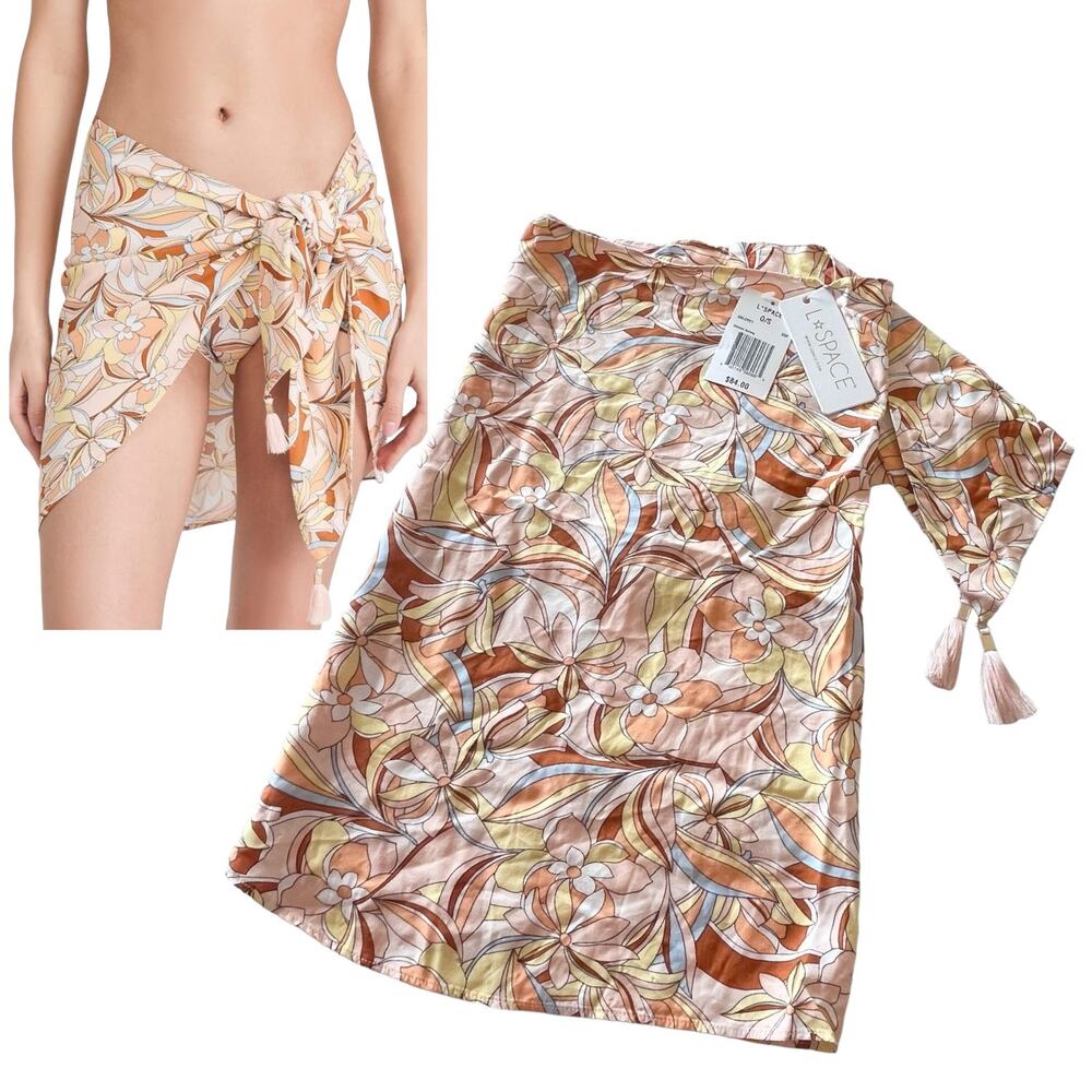 NEW L Space Women’s Salina’s SARONG Swim Cover Up O/S Skirt Fringe Tie Waist NWT